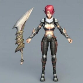Modello 3d del guerriero della ragazza dell'elfo dei capelli rossi