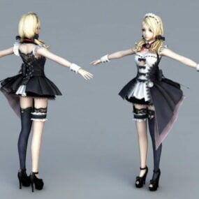 Urocza dziewczyna z anime Model 3D
