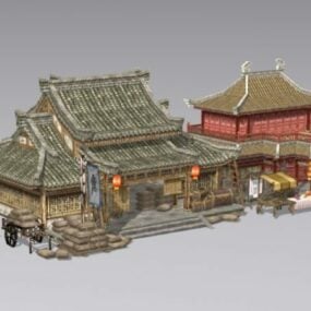 Model 3d Bangunan Arsitektur Cina Kuno
