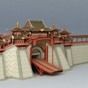 प्राचीन चीन शहर की दीवार 3डी मॉडल