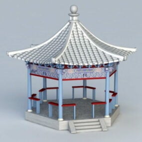 نموذج ثلاثي الأبعاد لجناح الحديقة الصينية التقليدية