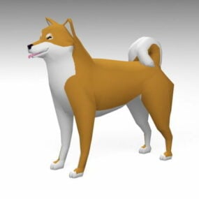Modelo 3d de cachorro Low Poly Akita