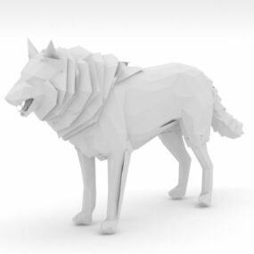 3д модель низкополигонального волка