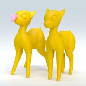 Sarjakuva Fawn Couple 3D-malli