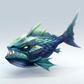 Model 3d Monster Ikan Kartun