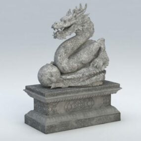Modello 3d della scultura del drago di pietra
