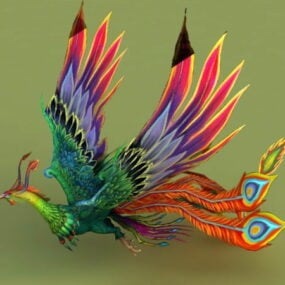 Rainbow Phoenix Animeret & Rig 3d-model