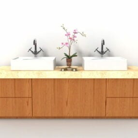 Mô hình bồn rửa đôi phòng tắm Vanity 3d