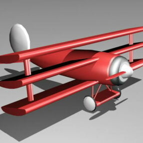 Cartoon Red Biplane 3d model