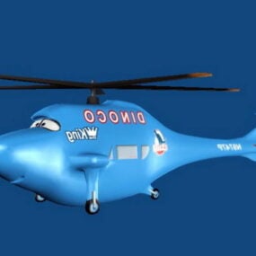 Model 3d Helikopter Kartun Biru