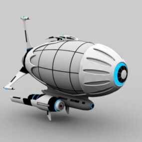 Model 3D Kapal Udara Sci-fi