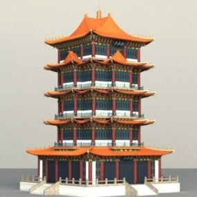 Salle de réception traditionnelle chinoise modèle 3D