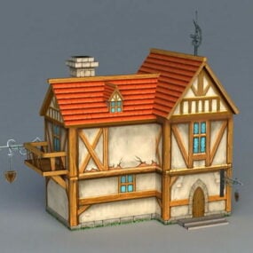 中世の家の3Dモデル