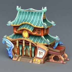 Cartoon-China-Architektur 3D-Modell