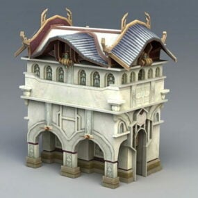 Modello 3d della costruzione della città medievale