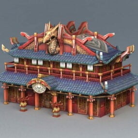نموذج العمارة الصينية القديمة ثلاثي الأبعاد