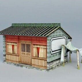 Αρχαίο κινέζικο εξοχικό σπίτι τρισδιάστατο μοντέλο
