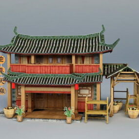 Ancient Chinese Herbal Medicine Shop 3d model