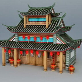 Mô hình 3d tòa nhà nhà hàng Trung Quốc cổ đại