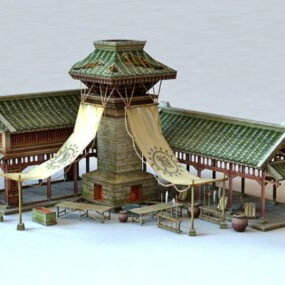 Tropisches Restaurantgebäude 3D-Modell
