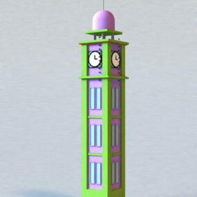 Model 3D budynku wieży zegarowej