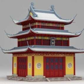 نموذج المعبد الصيني القديم ثلاثي الأبعاد