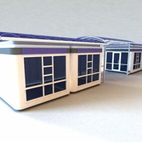 3D-Modell eines Vintage-Holzschutzgebäudes
