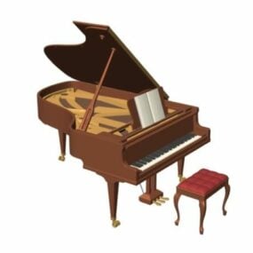 Mô hình đàn piano acoustic 3d