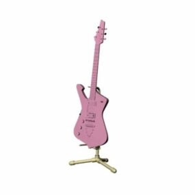 Pink Color Six String Bass 3d model