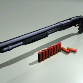 ปืนลูกซองและกระสุนโมเดล 3 มิติ
