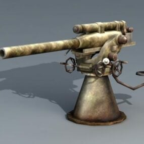 Beauty Girl Pirat mit Kanonenwaffe 3D-Modell