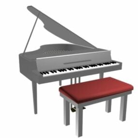 白いグランドピアノの3Dモデル