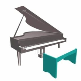 グランドピアノとベンチの3Dモデル