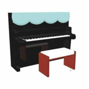 Model 3d Piano Tegak Dan Bangku Kawai