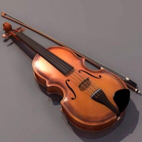 アクセサリー付きバイオリン楽器3Dモデル