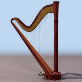 Model 3d Pedal Harp satu tindakan