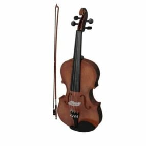 Modern Violin With Bow 3d model
