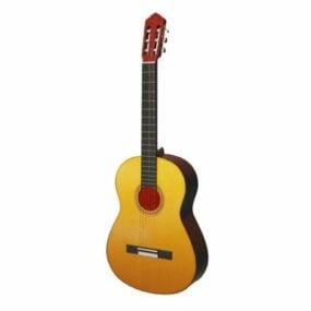 Modelo 3d de guitarra acústica de madeira