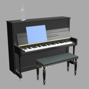 アップライトピアノとベンチ3Dモデル