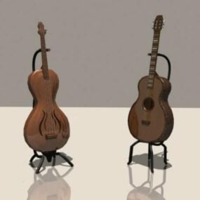 Bassokitara ja klassinen kitara 3d-malli