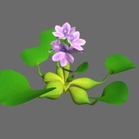 Water Plant With Flowers 3d model