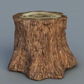 3д модель ствола дерева, пень