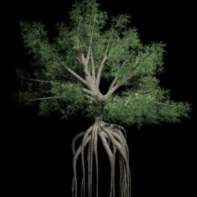 Stort träd med rötter 3d-modell