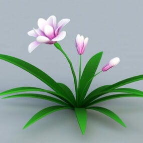 핑크 꽃과 난초 식물 3d 모델