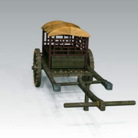 Vintage Cart With Barrels 3d model