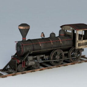 古い機関車の列車 3D モデル