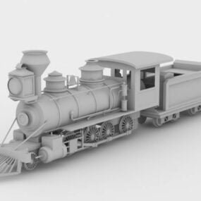 Model 3D lokomotywy parowej kolejowej