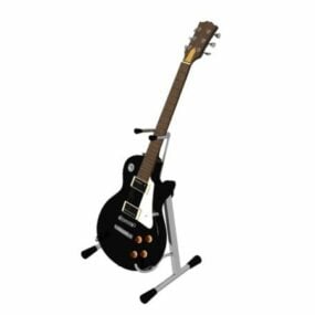 گیتار باس سیاه سفید مدل سه بعدی