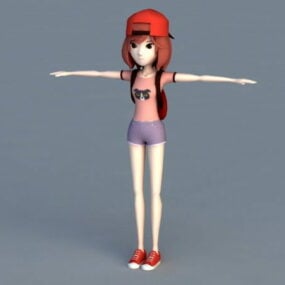 Anime Tomboy Girl 3d-model