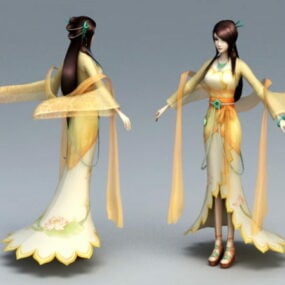 Kinesisk Anime Girl 3d-modell